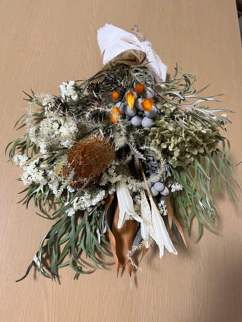 ドライフラワー　花束　ネイティブ系アレンジメント　ラッピング
