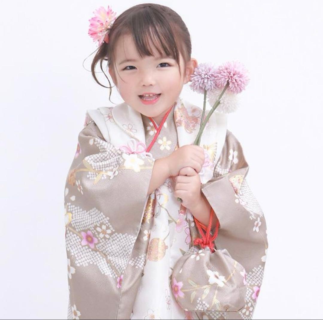 七五三 着物 3歳 女の子 【全て揃った豪華9点フルセット】 人気くすみカラー