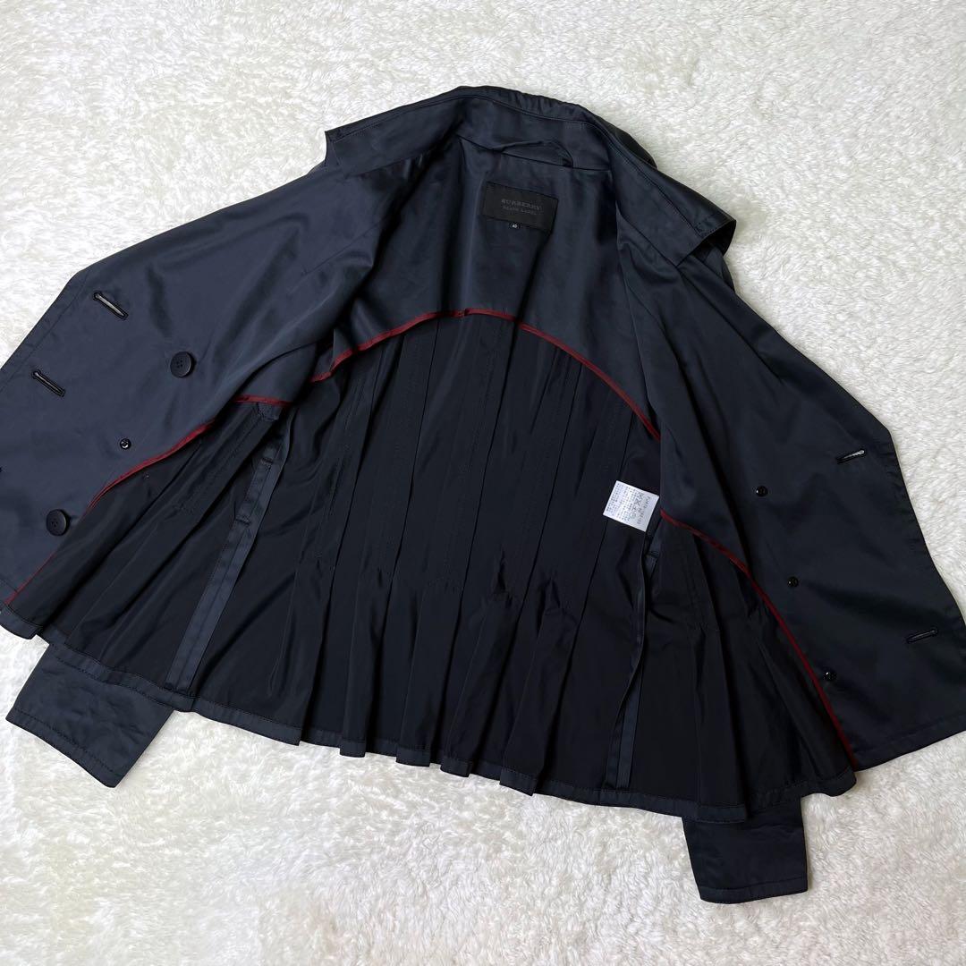 美品希少バーバリーブラックレーベルトレンチコートショートプリーツベルト付き40