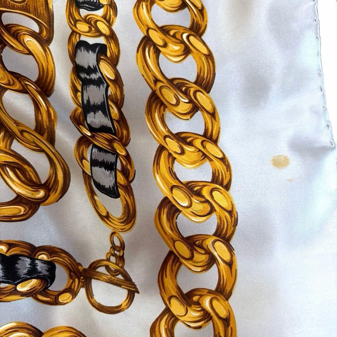 希少 CHANEL シャネル シルク チェーンモチーフココマーク スカーフ