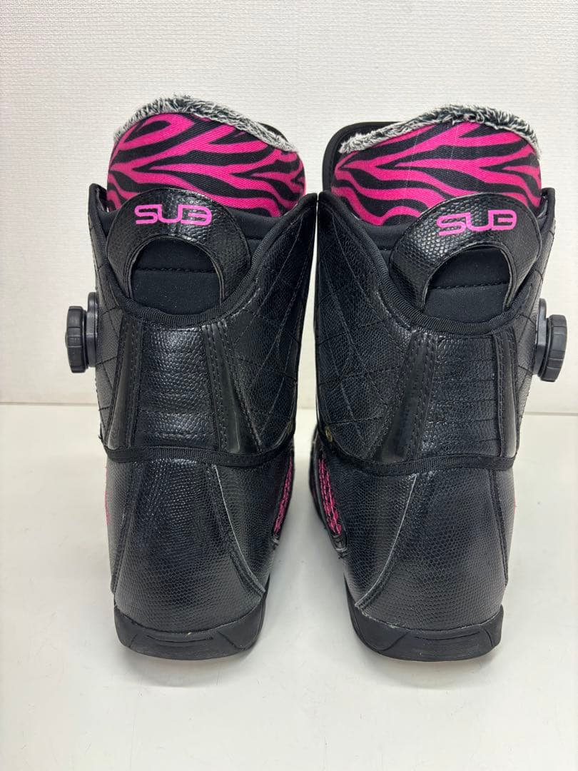 SUB スノーボードブーツ ダブルBOA ブラック ピンク ゼブラ 23.5cm
