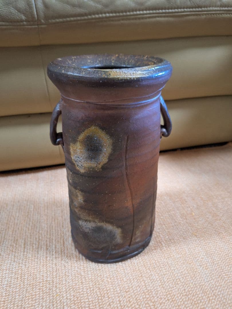 備前焼、三代目楽山、藤原　謙作、花入