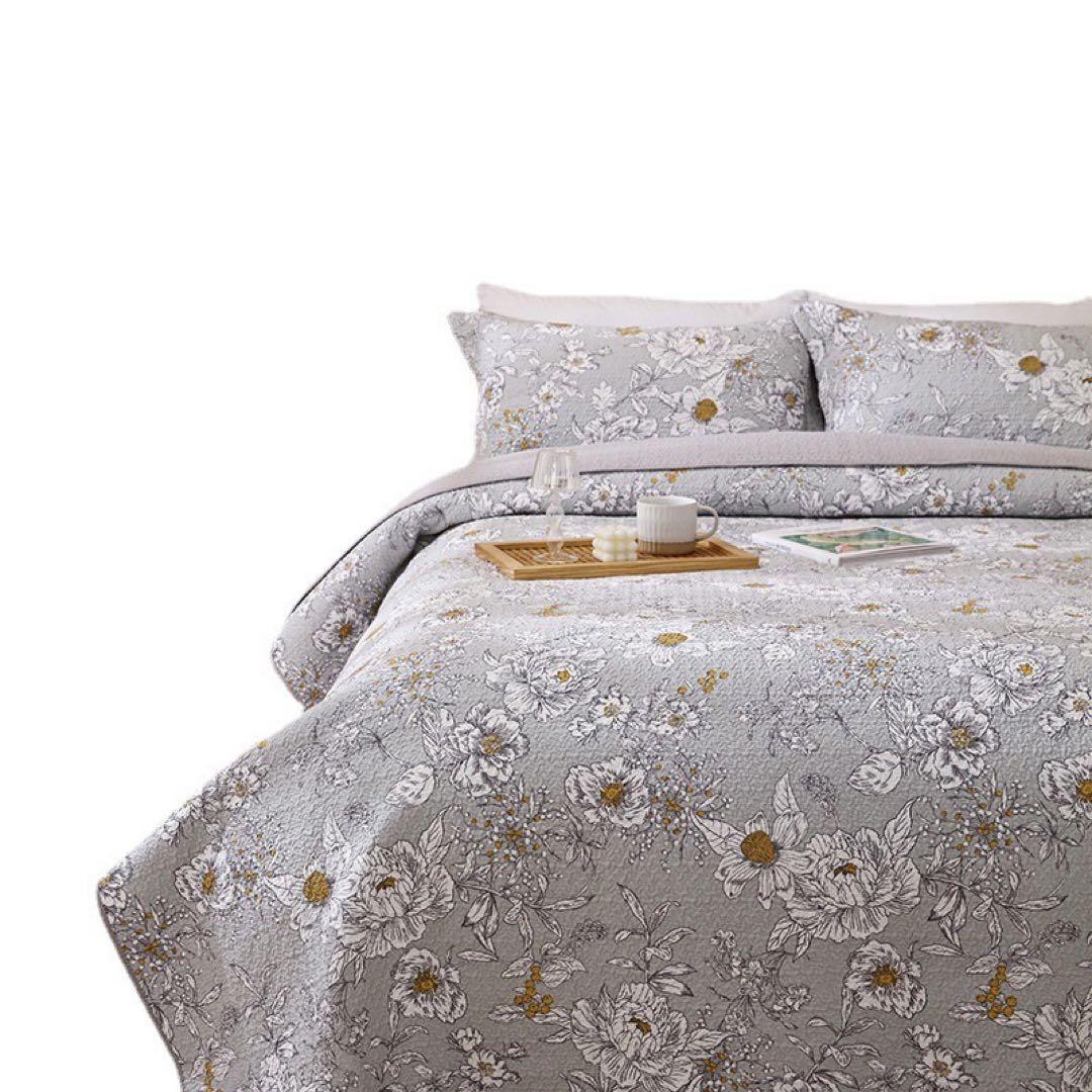 キルトベッドカバー3点セット綿マルチカバー キルティング 822