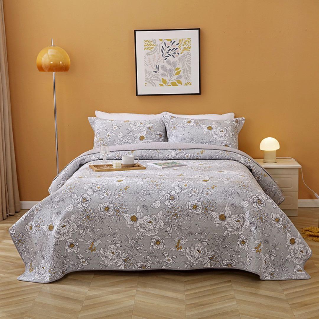 キルトベッドカバー3点セット綿マルチカバー キルティング 822