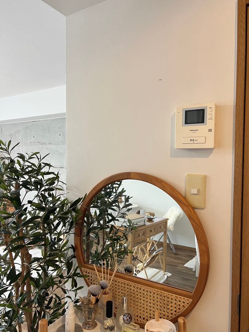 ラタンミラー 壁掛け 韓国ナチュラルインテリア雑貨