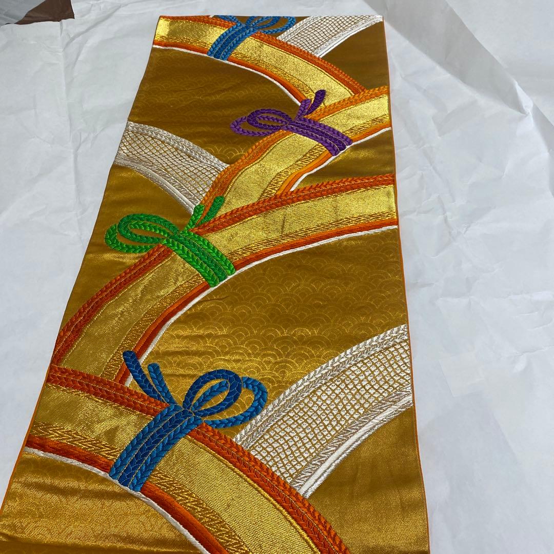 振袖　長襦袢　袋帯　3点セット　紺色　紫　有松絞り　鹿の子絞り　金駒刺繍　金彩