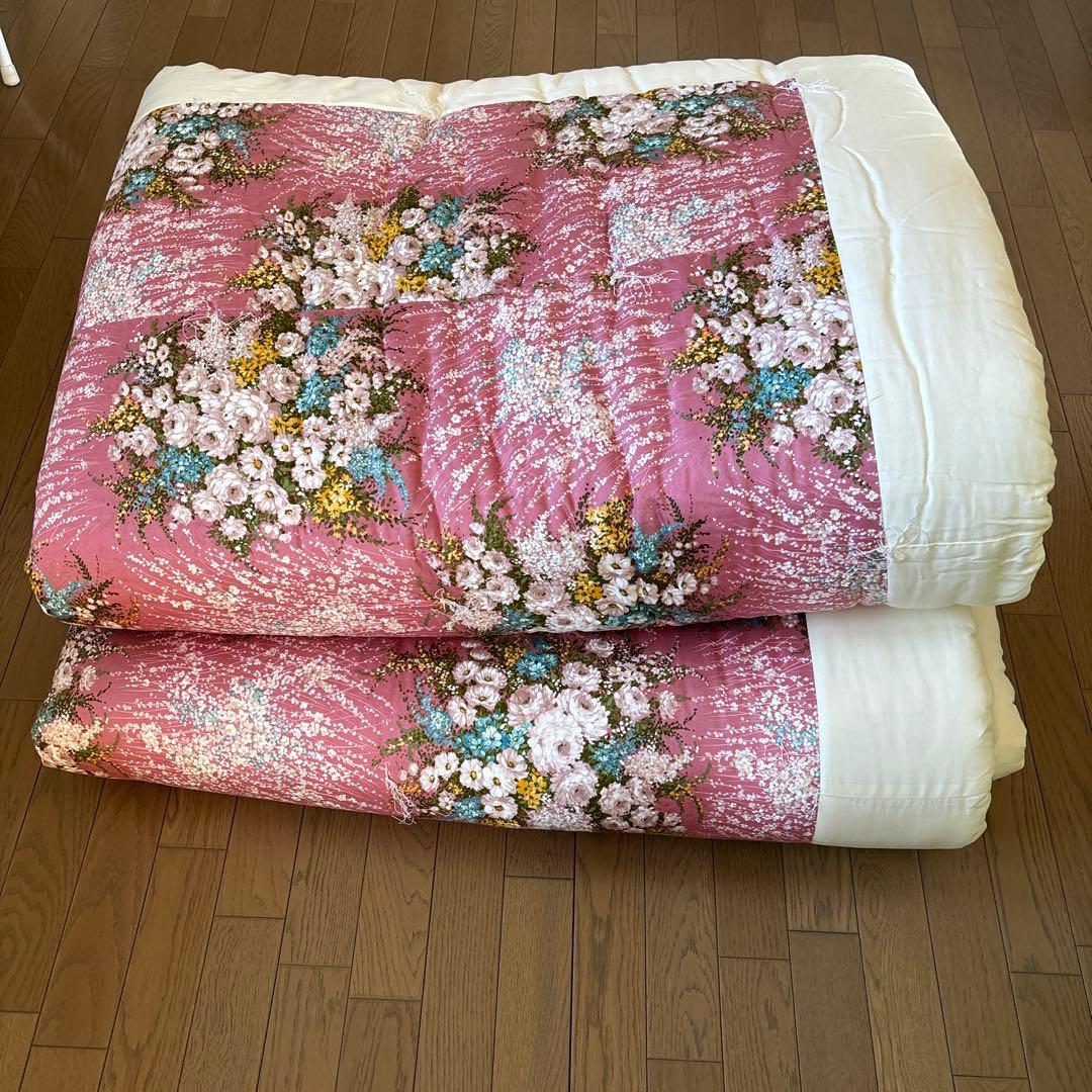 シングル 和布団 掛布団×2枚 日本製 綿布団　花柄 ピンク