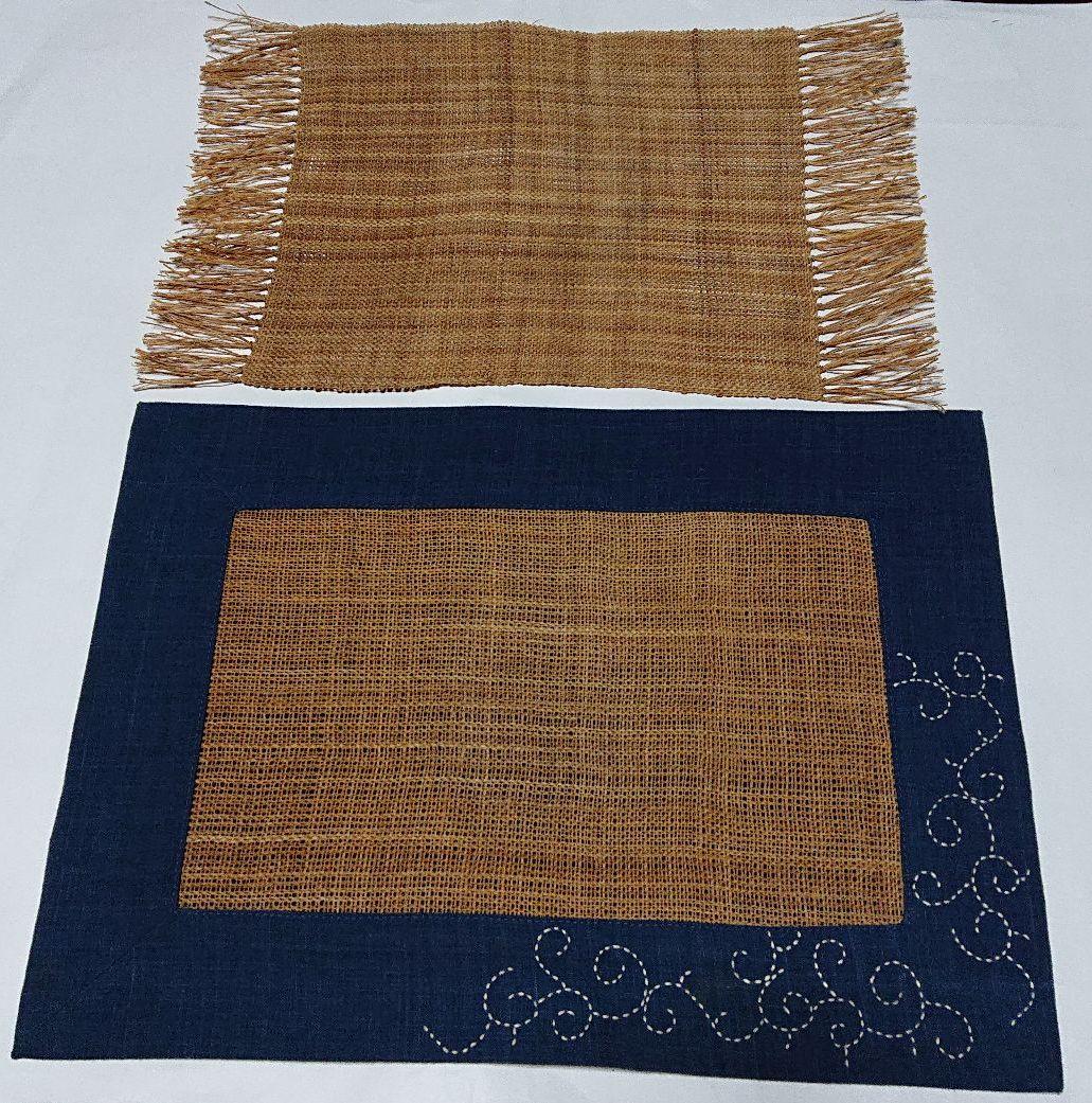 古代織品織しな布テーブルセンター小品２枚未使用品☆