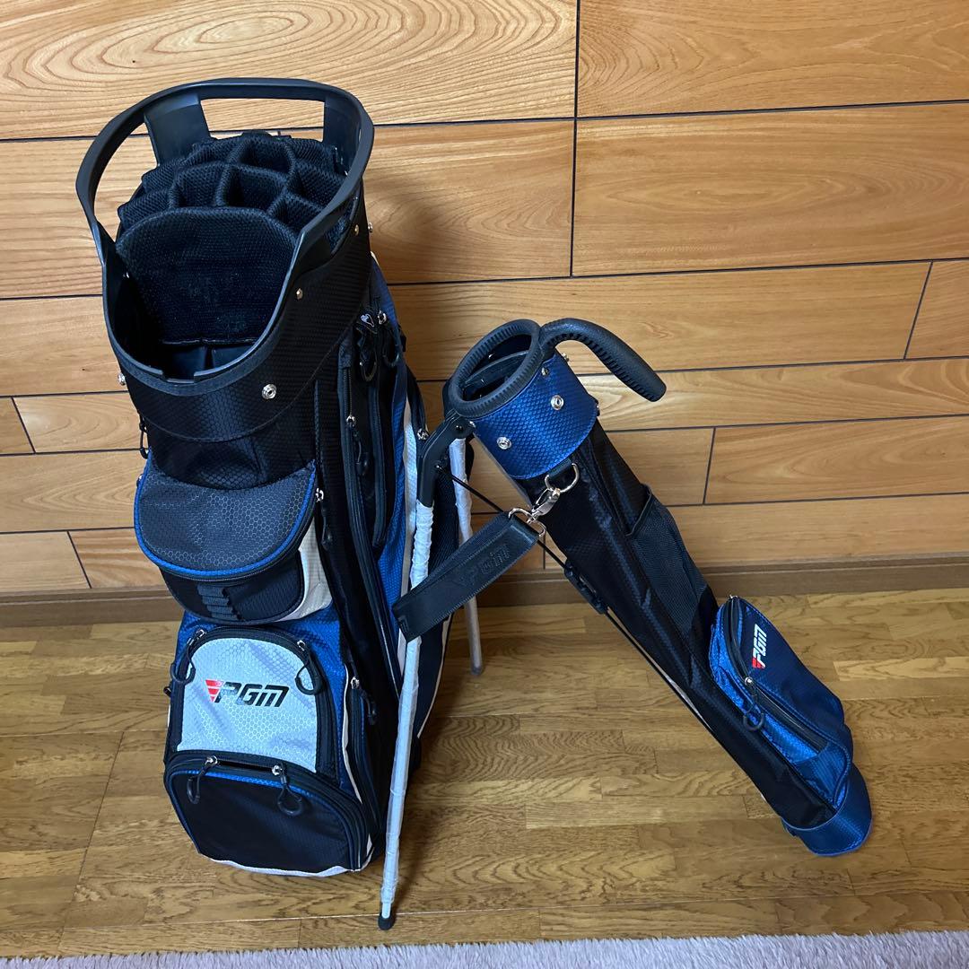 PGM スタンド式ゴルフバッグ 青黒