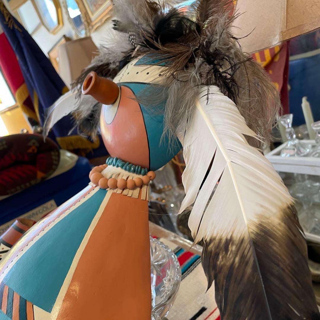 レアBIG！70s〜 ネイティブアメリカン カチナ＆壷の壁掛け　ナバホ族プエブロ