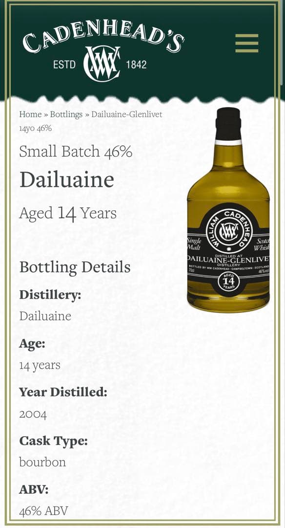 Cadenhead's ウイスキー　14 Years 46%