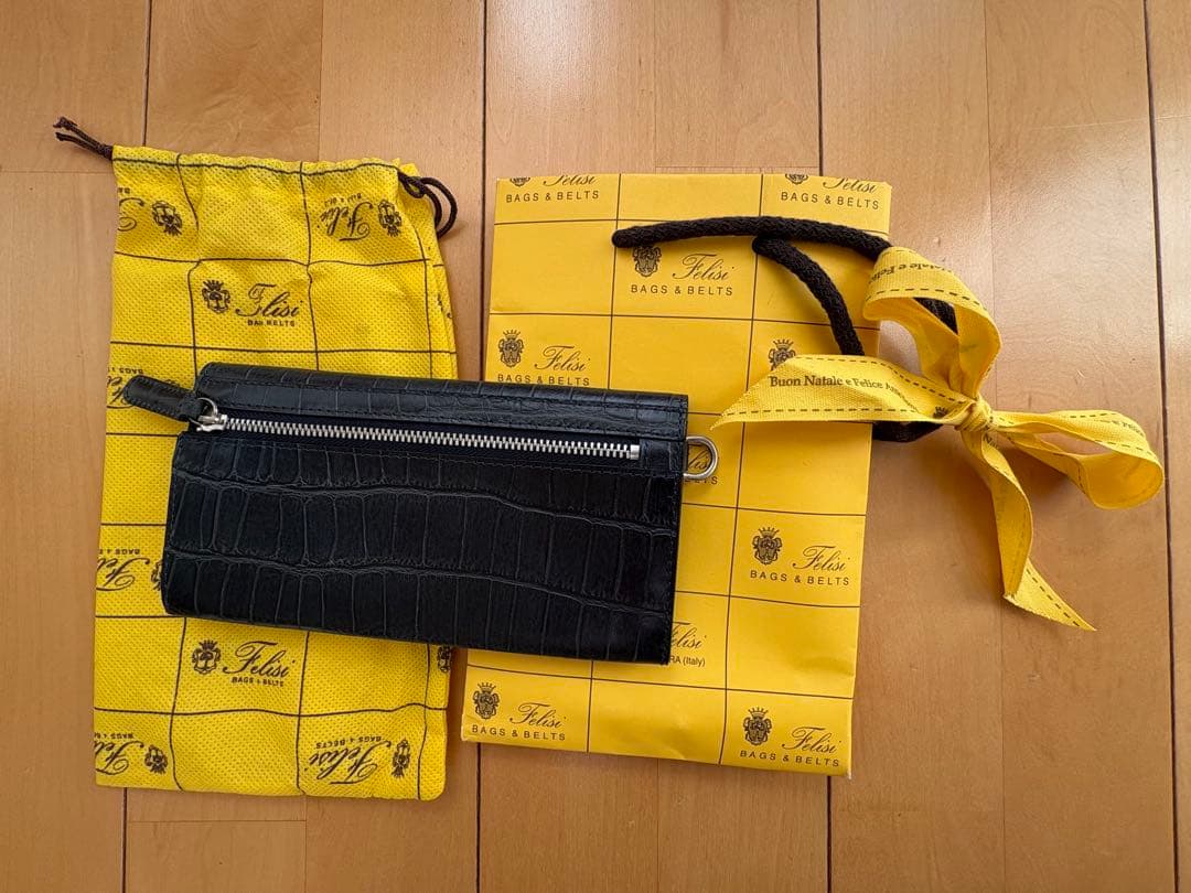 フェリージ　クロコダイルレザー ネイビー 長財布