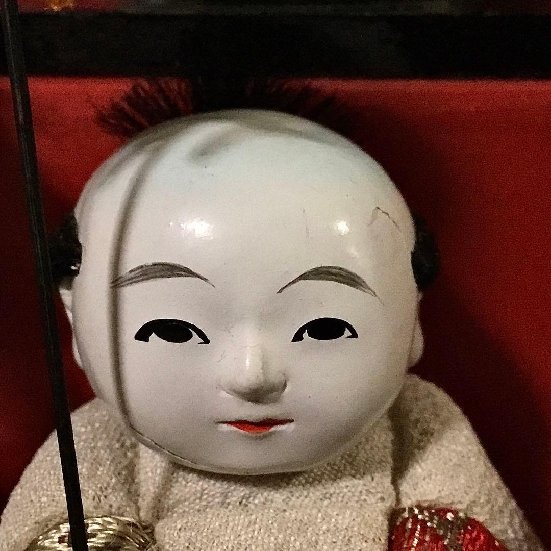 三越◆ミニ雛人形 ガラスケース入り◆ビンテージ 薬玉 木目込人形