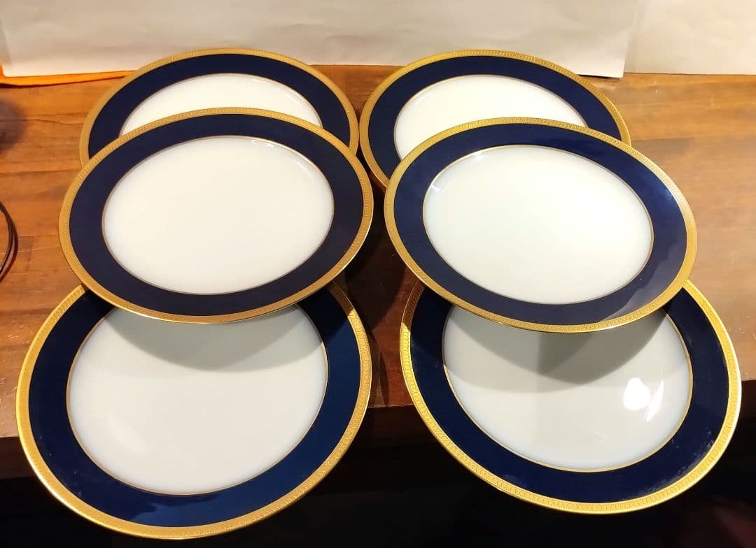 大倉陶園　瑠璃　エンボス 皿　プレート　約25.8cm 6枚