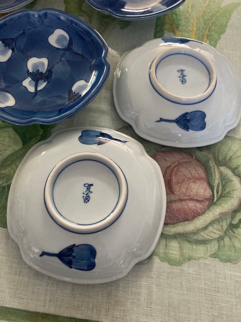 源右衞門窯　染付茄子絵銘々皿