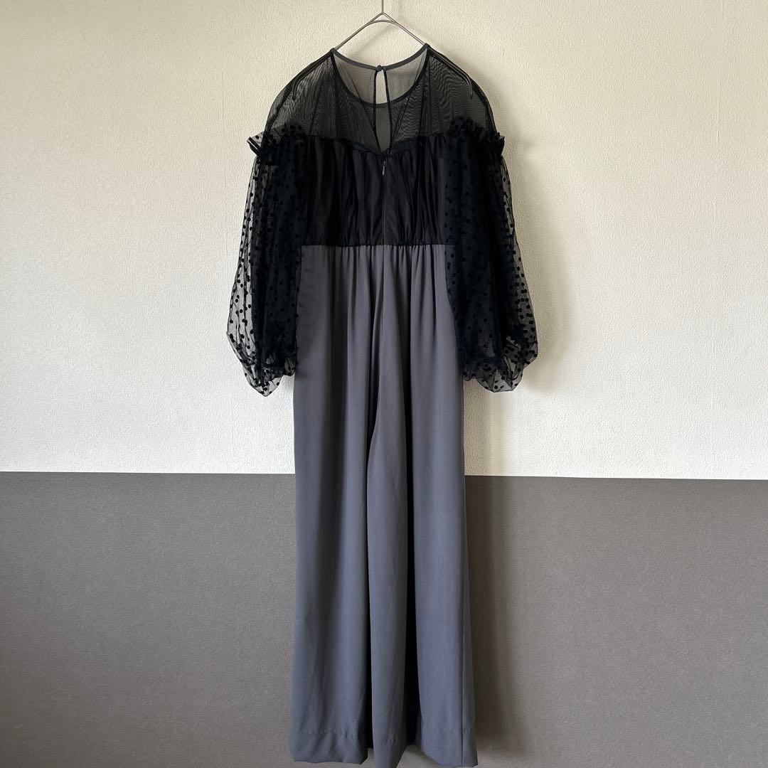 ANDRESD flocky dot dress グレー　S