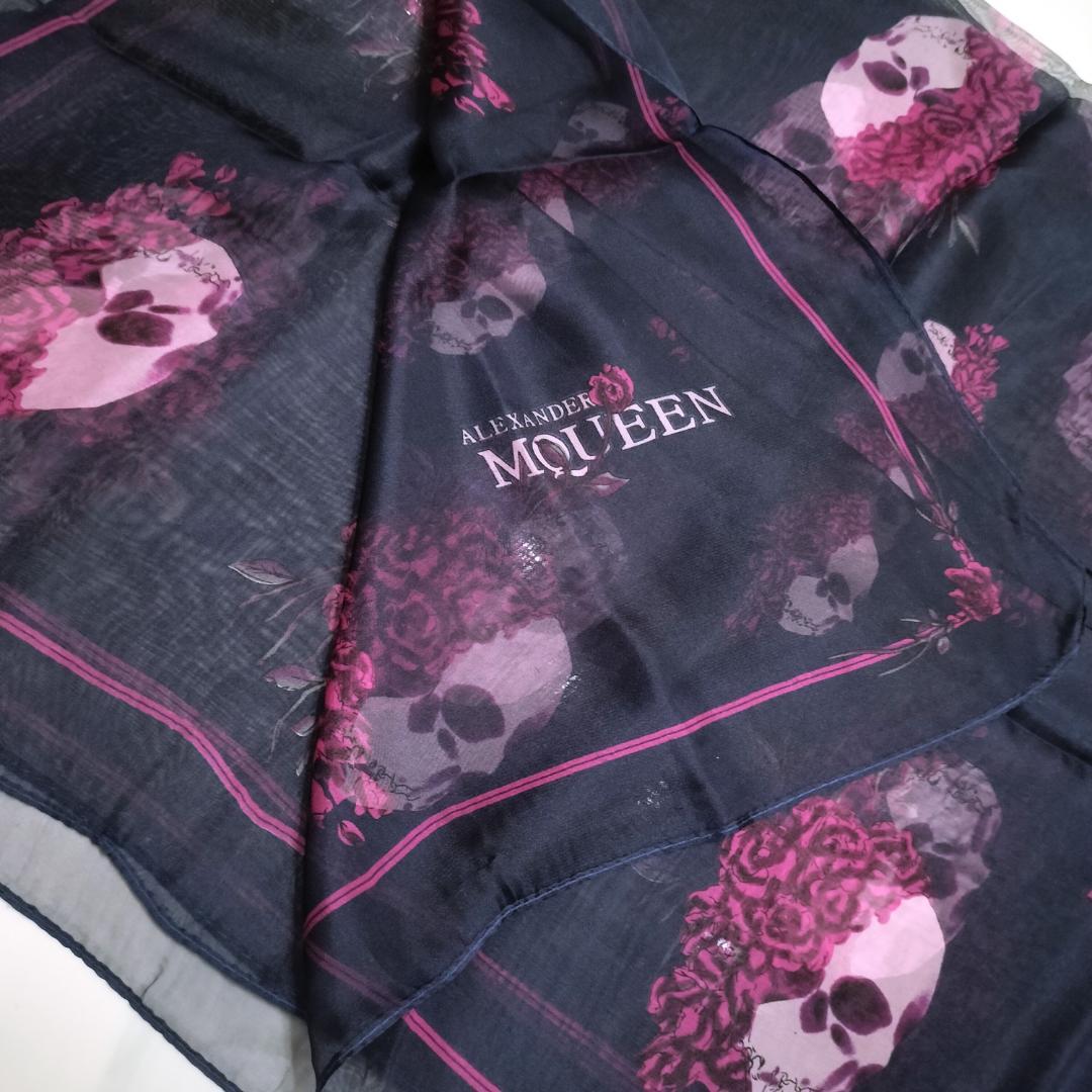 ALEXANDER McQEEN 髑髏 スカル 大判 スカーフ ストール黒