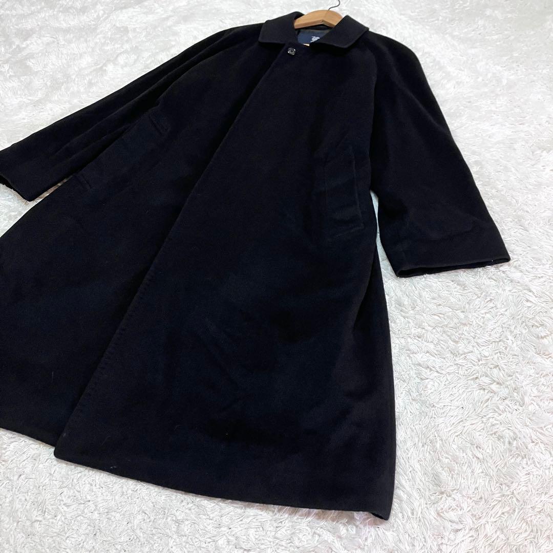 美品 バーバリー ロンドン ステンカラーコート カシミヤ アンゴラ チェック