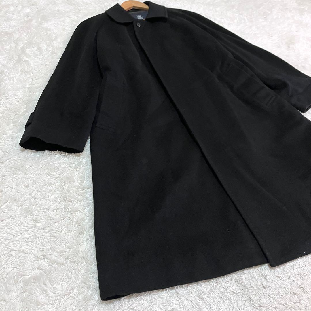美品 バーバリー ロンドン ステンカラーコート カシミヤ アンゴラ チェック