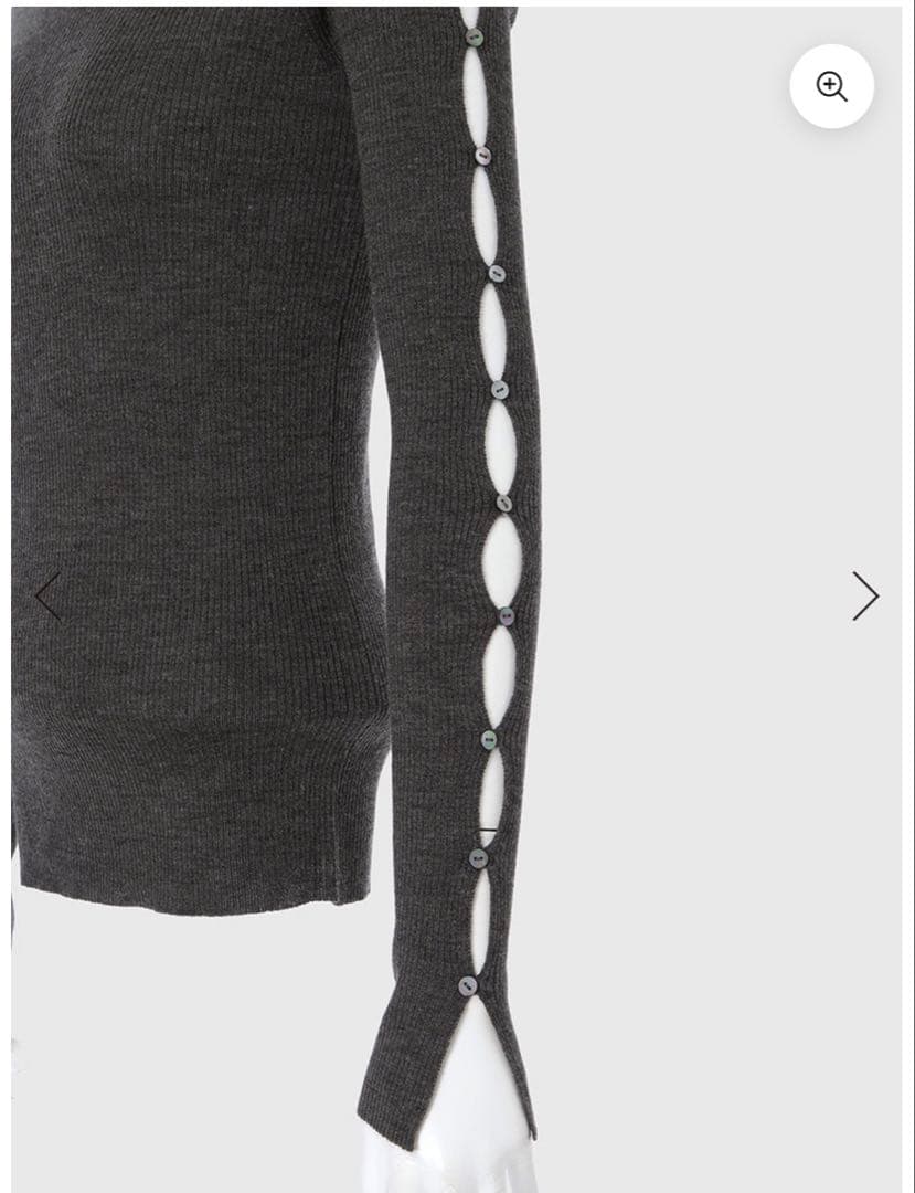 anuans スラッシュリブニットトップス グレー