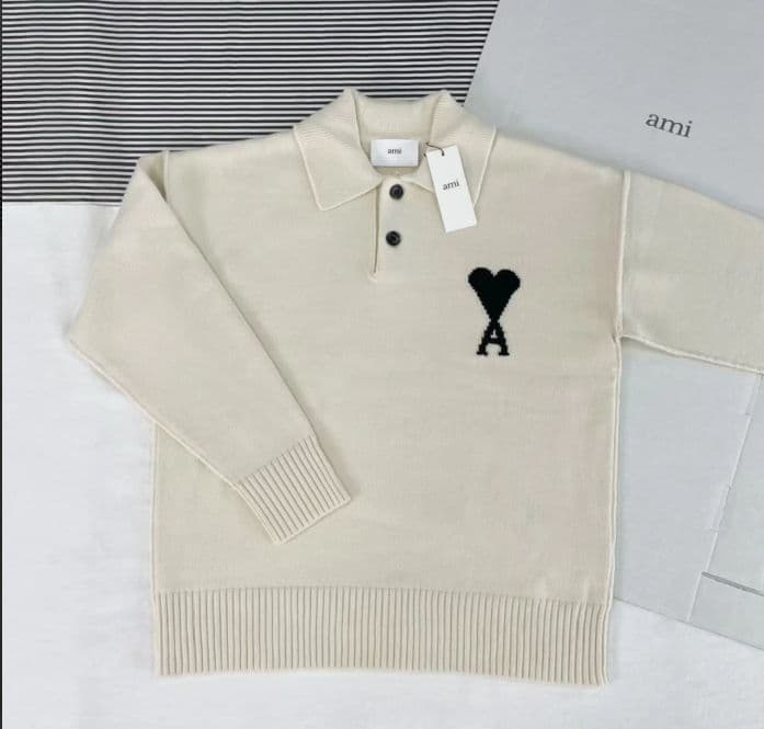 ❤ AMI PARIS ホワイト ニット セーター ポロニット M