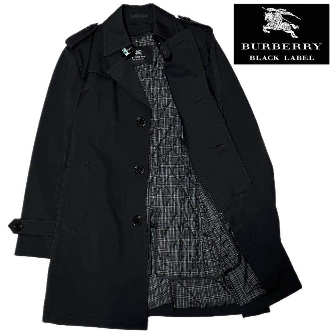 バーバリーブラックレーベル キルティングライナー付きシングルトレンチコート M黒