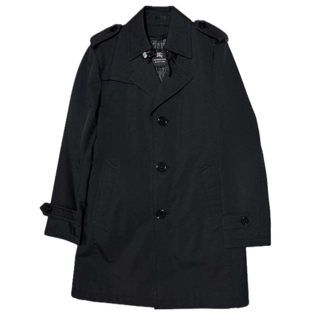 バーバリーブラックレーベル キルティングライナー付きシングルトレンチコート M黒