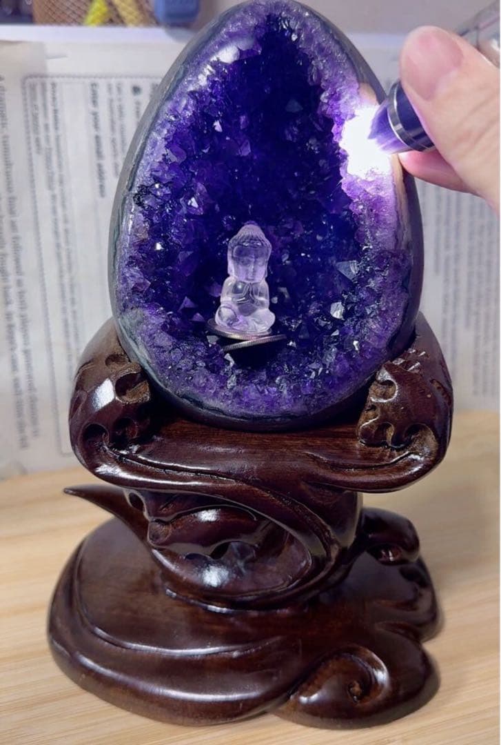 MY SS-0191本物保証 高品質 天然水晶 恐龍卵 金銭運　アメジスト