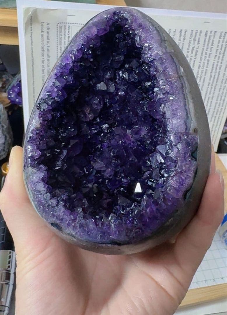 MY SS-0191本物保証 高品質 天然水晶 恐龍卵 金銭運　アメジスト