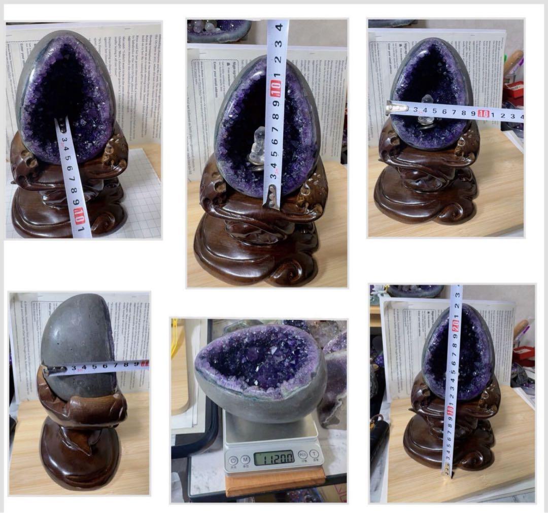 MY SS-0191本物保証 高品質 天然水晶 恐龍卵 金銭運　アメジスト