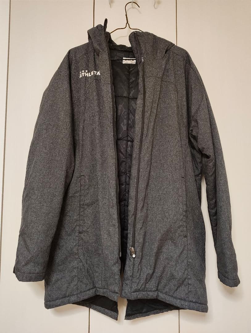 【美品】ATHLETA アスレタ 中綿入ハーフコート グレー Lサイズ