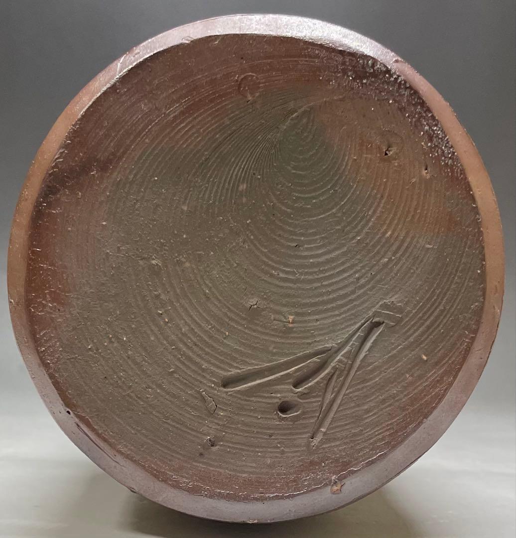 人間国宝　藤原雄　備前花入　備前焼　共箱　共布 　S013