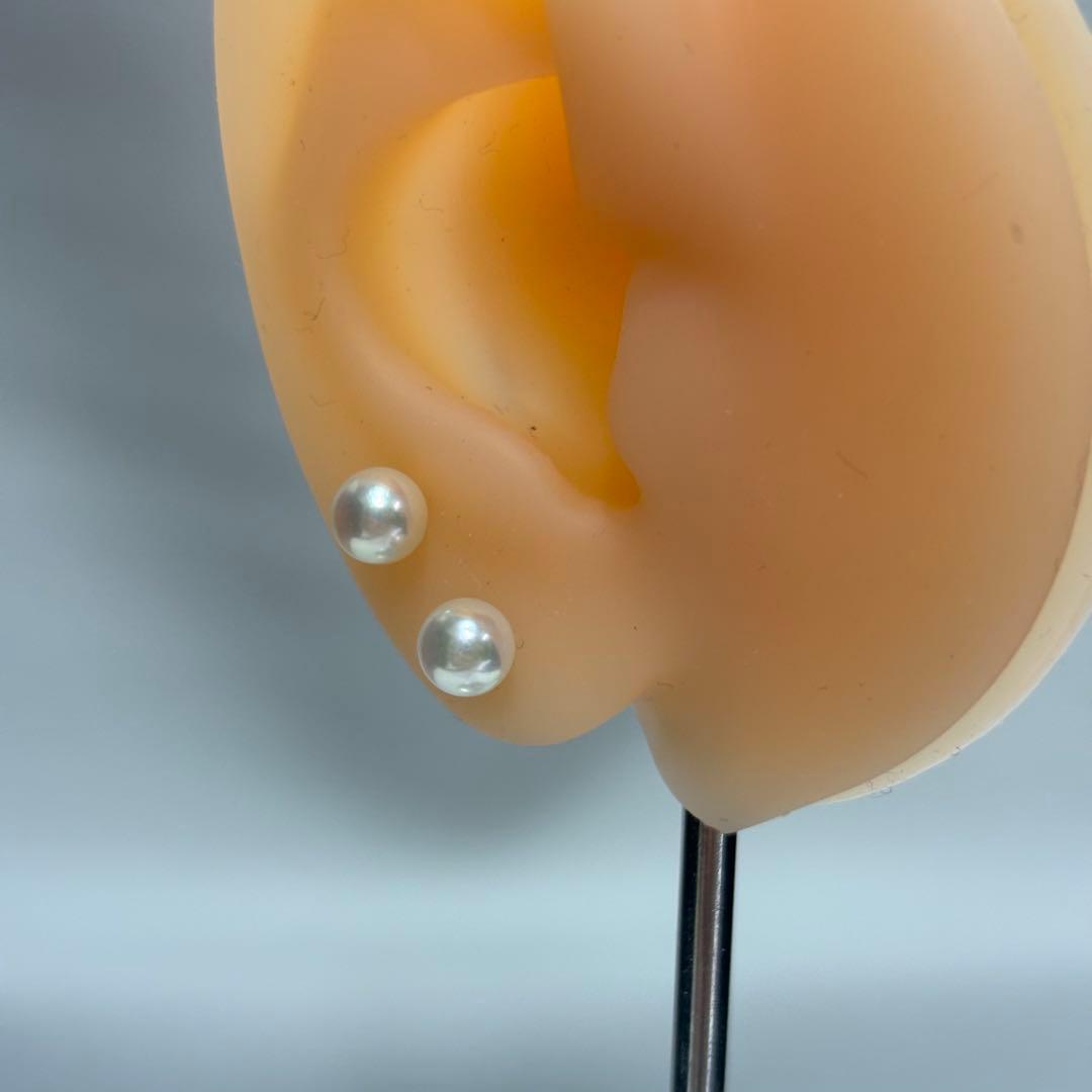 496 パールピアス　あこや真珠　5.8mm K14WG