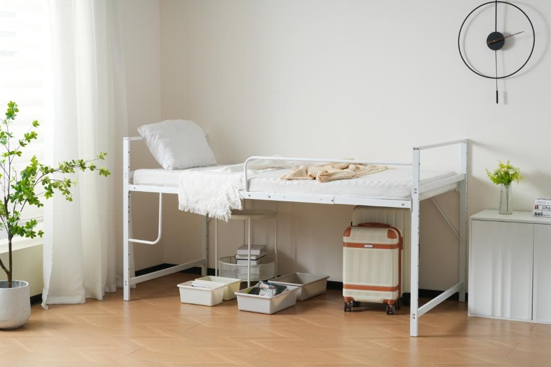 超人気！【高さ110cm】ロフトベッド収納 北欧風 大人 一人暮らし WHITE