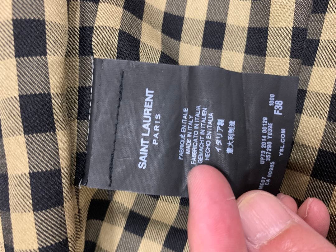 サンローランブラック トレンチコート ロング丈エディスリマン 38サイズ