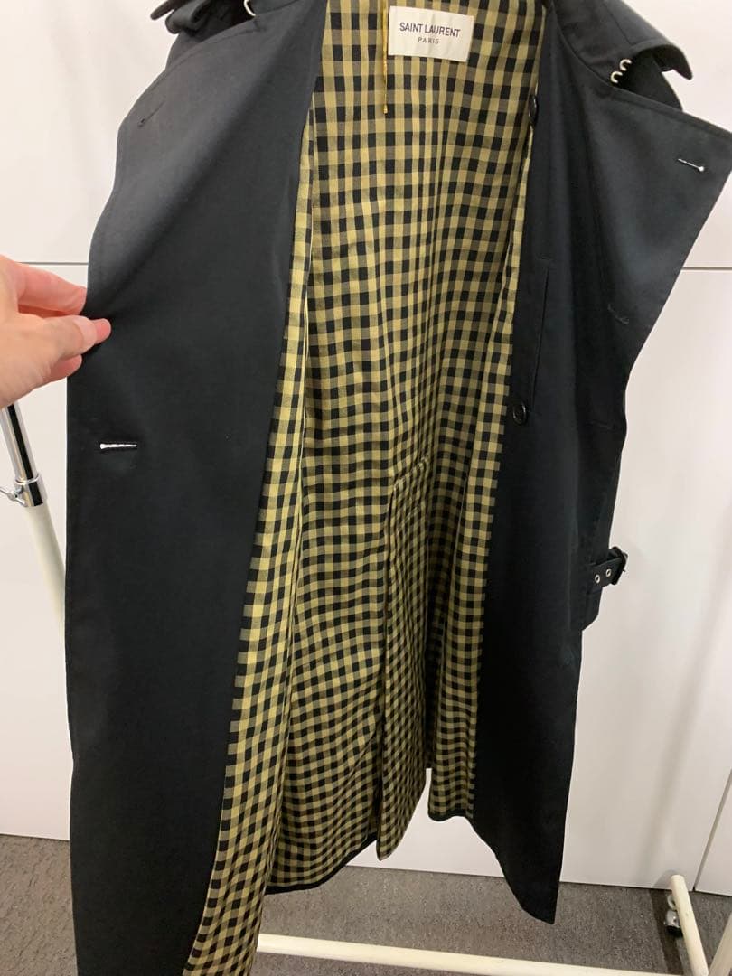 サンローランブラック トレンチコート ロング丈エディスリマン 38サイズ
