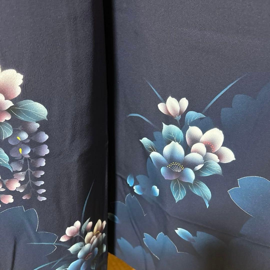 雪の女王❤︎あふれる透明感 紺×シルバーレースの振袖フルセット 成人式