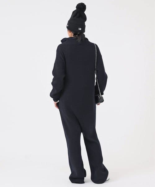 新品タグ付き☆AP STUDIO ハーフジップ ニット ジャンプスーツ濃紺
