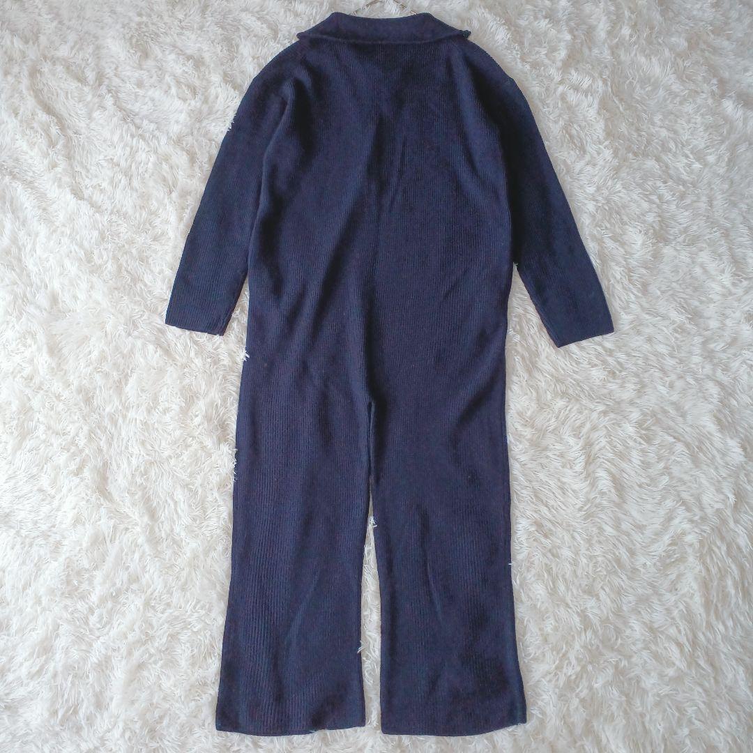 新品タグ付き☆AP STUDIO ハーフジップ ニット ジャンプスーツ濃紺