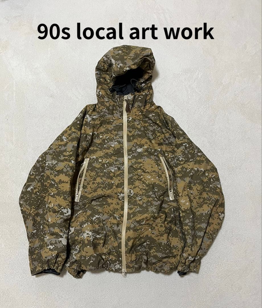 90s local art work デジカモ ハードシェルジャケット　L