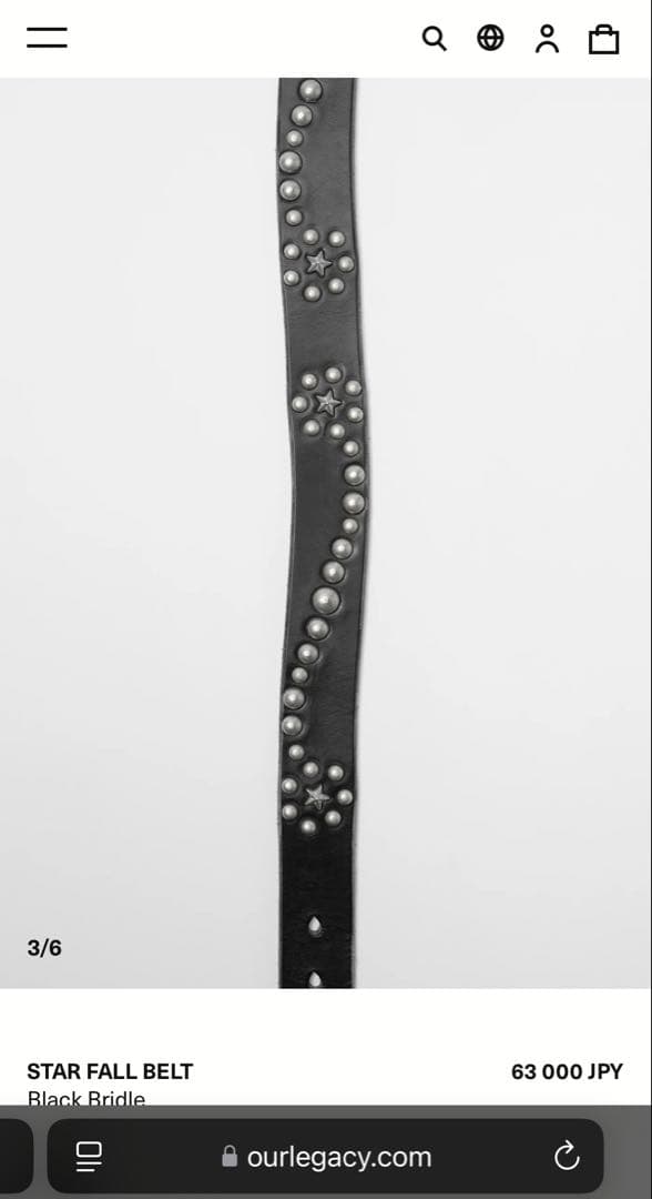 【美品】OUR LEGACY STAR FALL BELT 70サイズ
