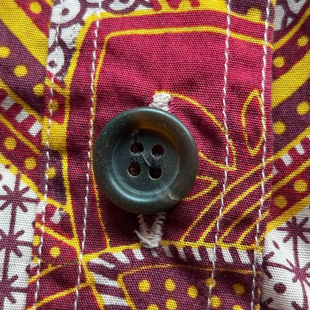 【90s 美品】ドリスヴァンノッテン 半袖シャツ 総柄 和柄 赤系 38サイズ