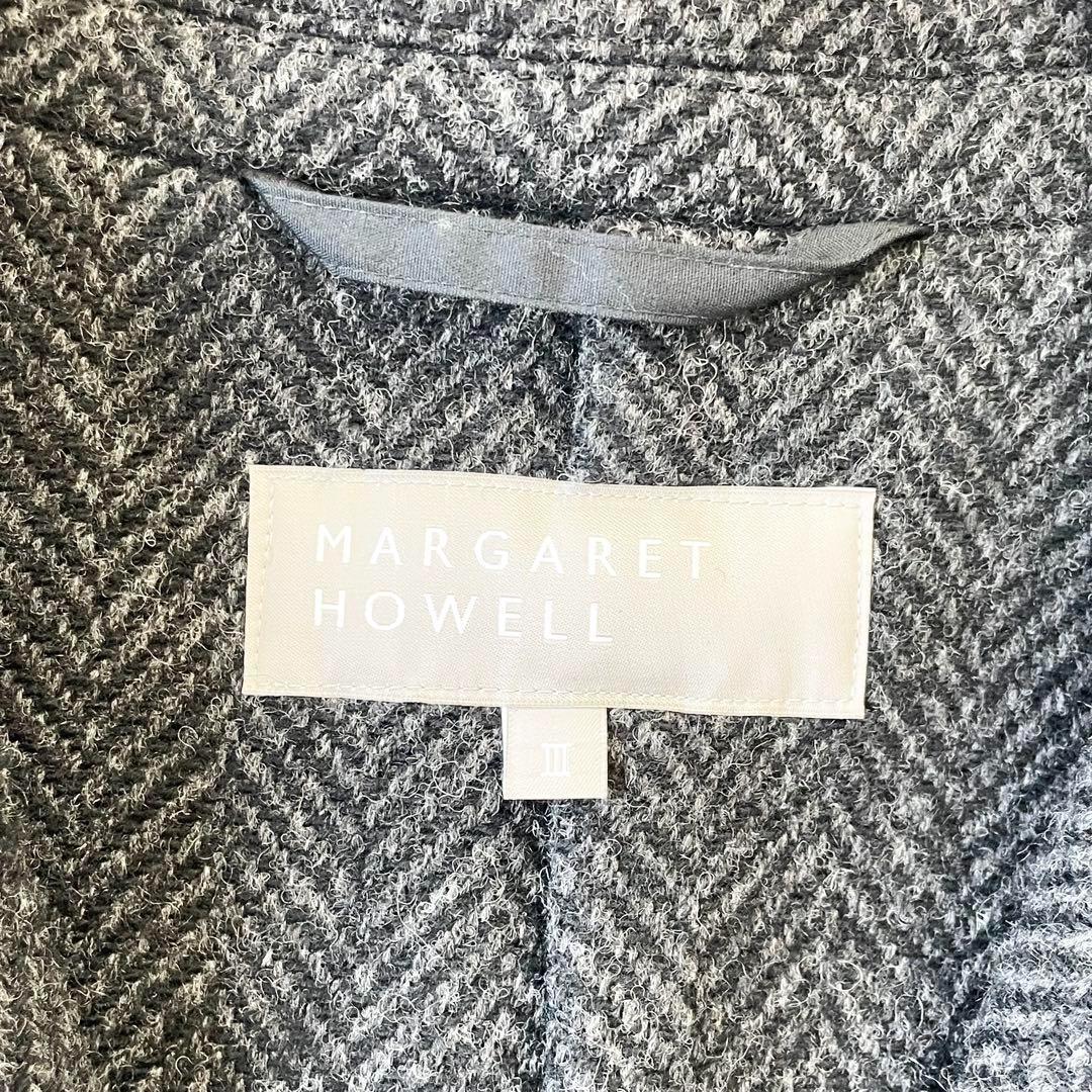 4806【美品】マーガレットハウエル　ヘリンボーン　チェスターコート グレー