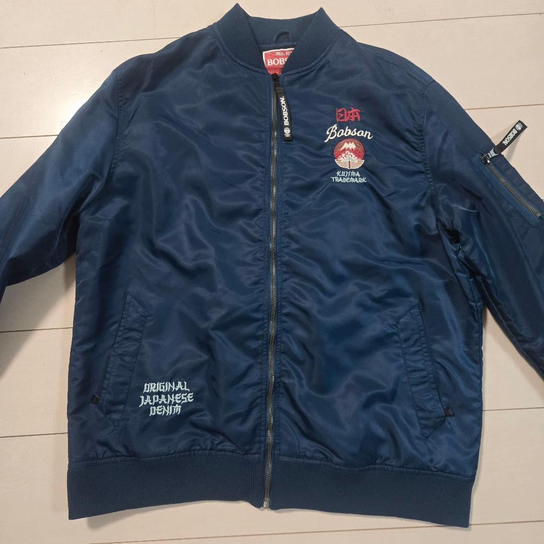 七福神 刺繍 MA-1 スカジャン フライト ジャケット ネイビー JAPAN