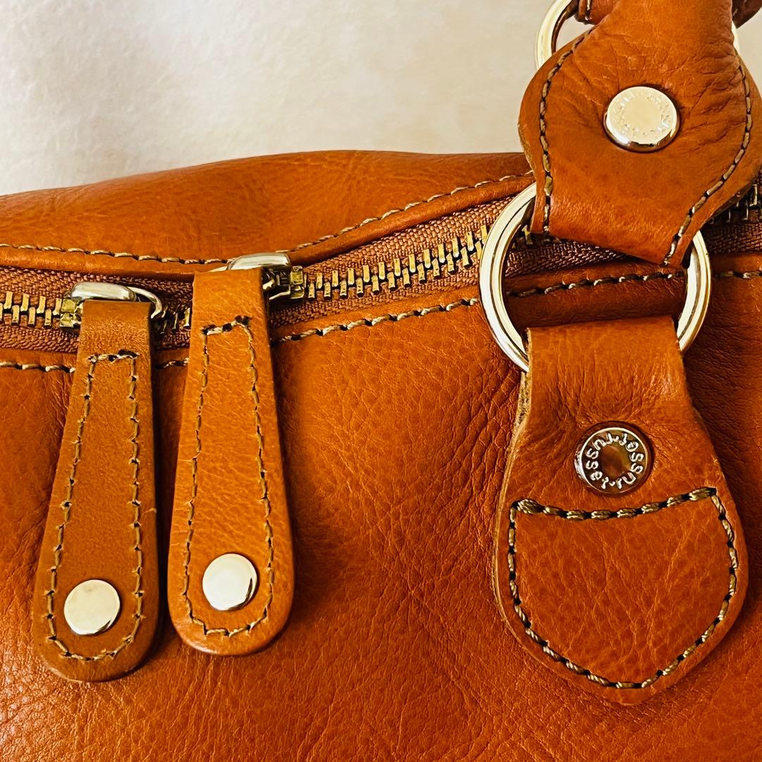 新品　russet 2way レザー ボストンバッグ　インナーバッグ付　オレンジ