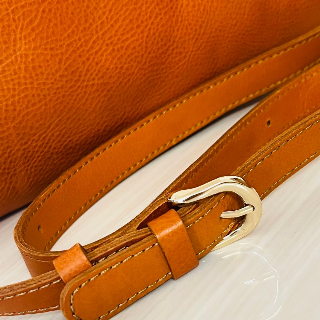 新品　russet 2way レザー ボストンバッグ　インナーバッグ付　オレンジ