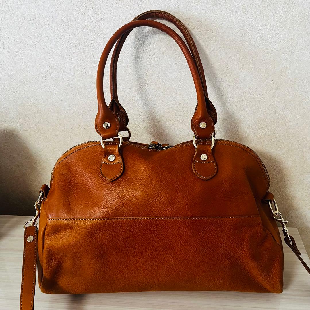 新品　russet 2way レザー ボストンバッグ　インナーバッグ付　オレンジ