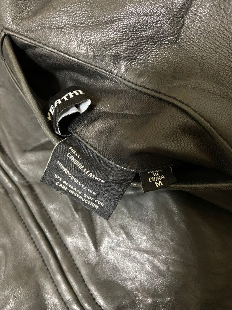 90s weather proofリバーシブル レザージャケット　黒　短丈