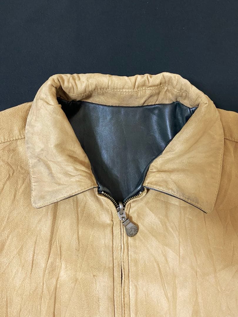 90s weather proofリバーシブル レザージャケット　黒　短丈