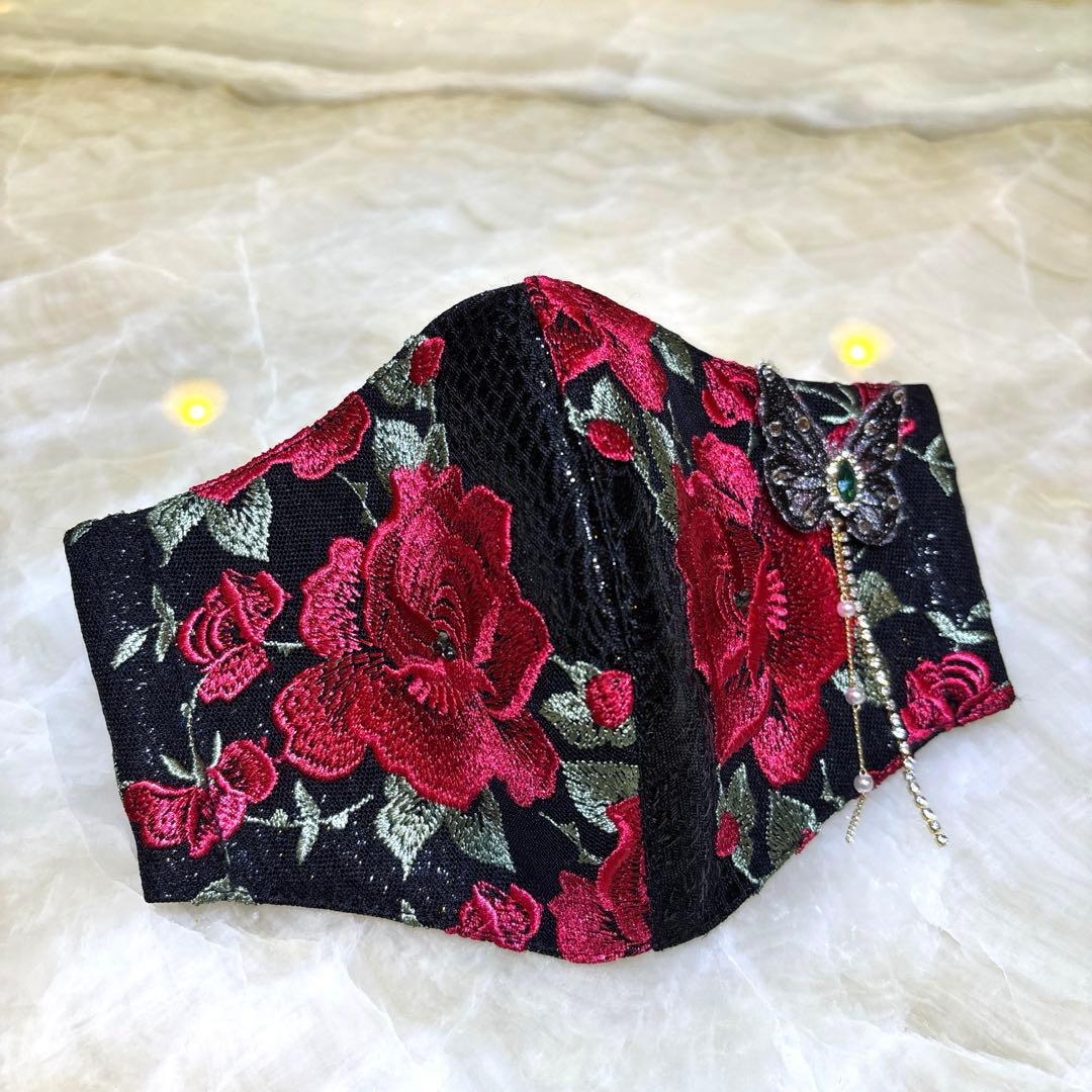 りりかママ✨レースマスク✨煌めくバタフライ✨メンズマスク✨